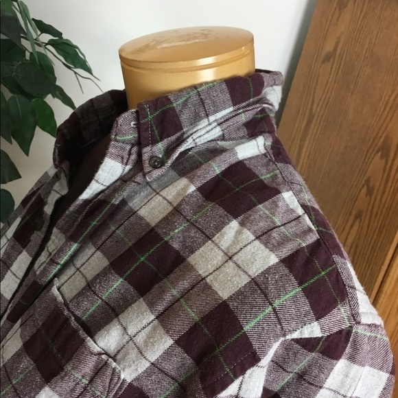 MENS St Johns Bay Medium maroon & gray flannel plaid w/ green stripe - Picture 7 of 10